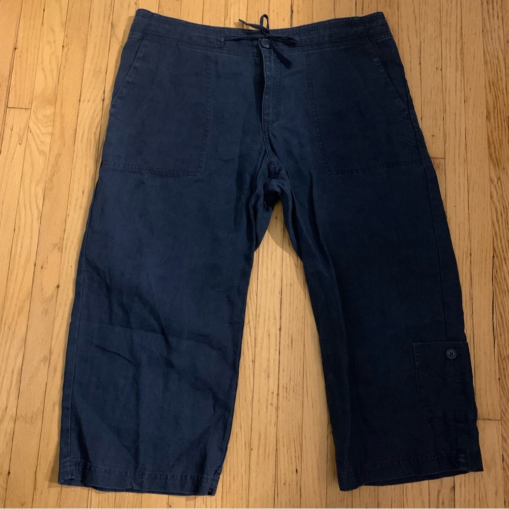 Eddie Bauer Navy Linen Capris